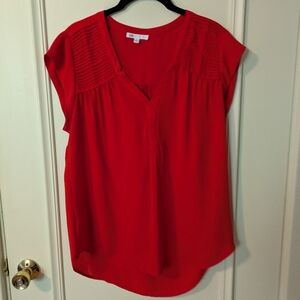 Red Cap Sleeve Blouse